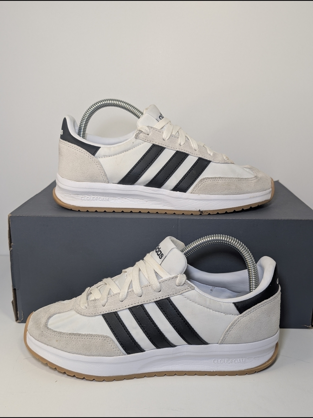 Adidas Run 70s 2.0 Women's Size 7.5 White with Suede & 3 Black Stripes Sneakers